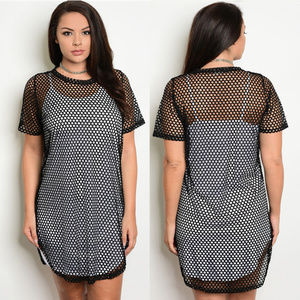 Fishnet dress plus size, mesh plus size dress
